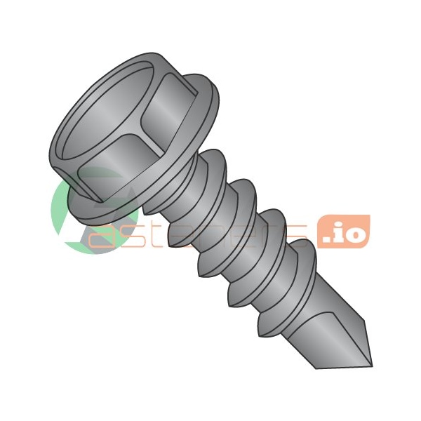 Newport Fasteners Self-Drilling Screw, #14 x 3/4 in, Black Oxide 410 Stainless Steel Flange Hex Head 2000 PK 953375 - main